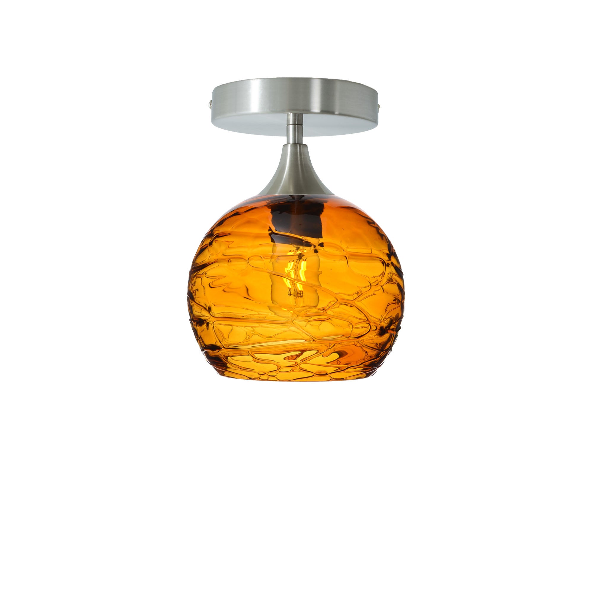 767 Semi-Flush Light-Bicycle Glass Co - Hotshop-Spun-Golden Amber-Brushed Nickel-Bicycle Glass Co