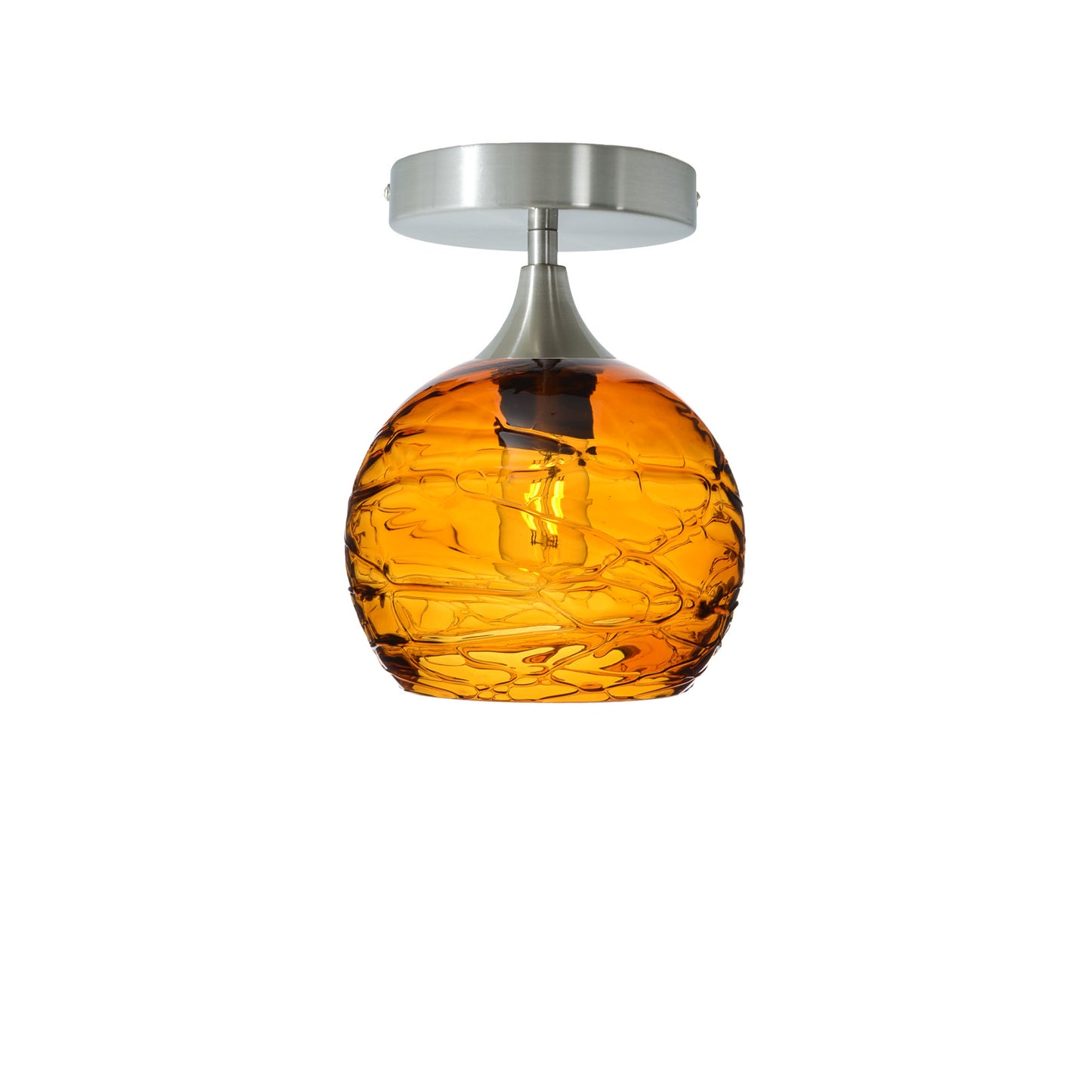 767 Semi-Flush Light-Bicycle Glass Co - Hotshop-Spun-Golden Amber-Brushed Nickel-Bicycle Glass Co