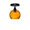 767 Semi-Flush Light-Bicycle Glass Co - Hotshop-Spun-Golden Amber-Matte Black-Bicycle Glass Co