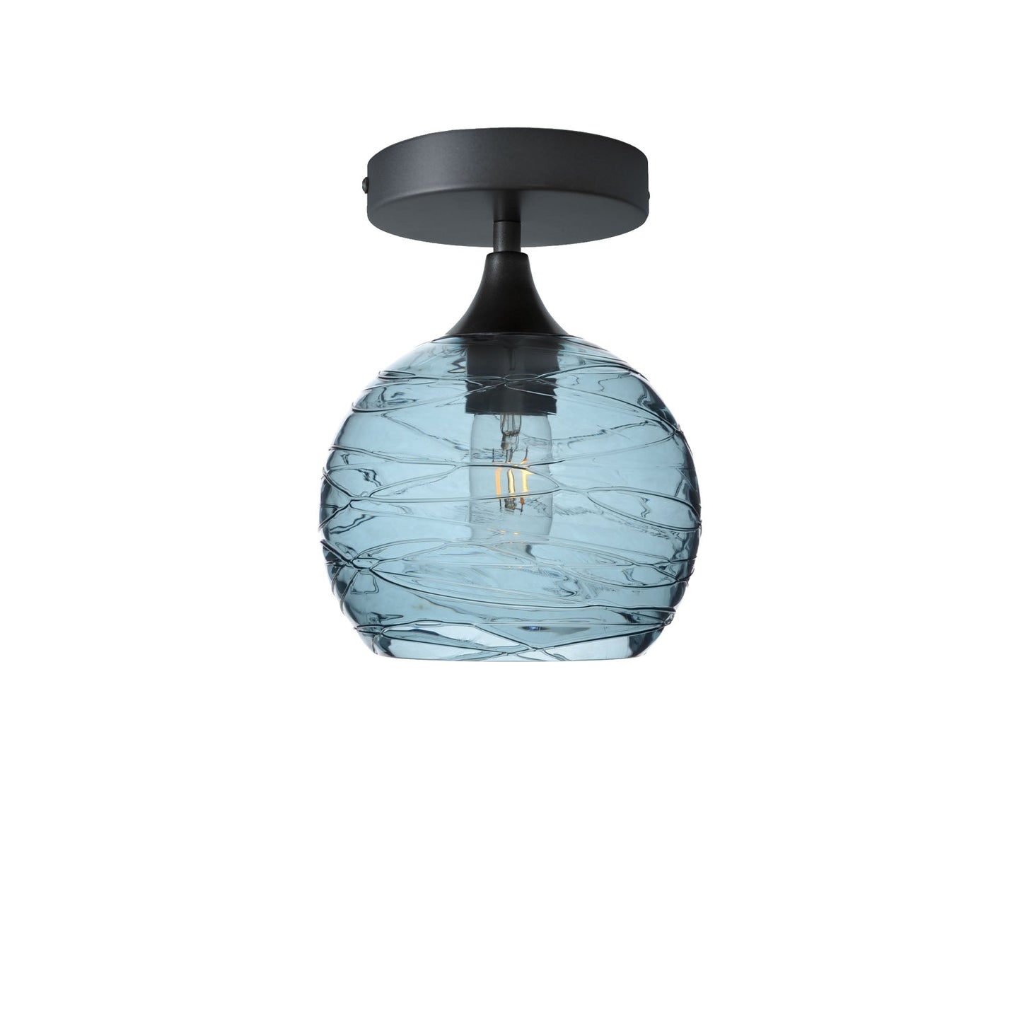 767 Semi-Flush-Bicycle Glass Co - Hotshop-Spun-Slate Gray-Antique Bronze-Bicycle Glass Co