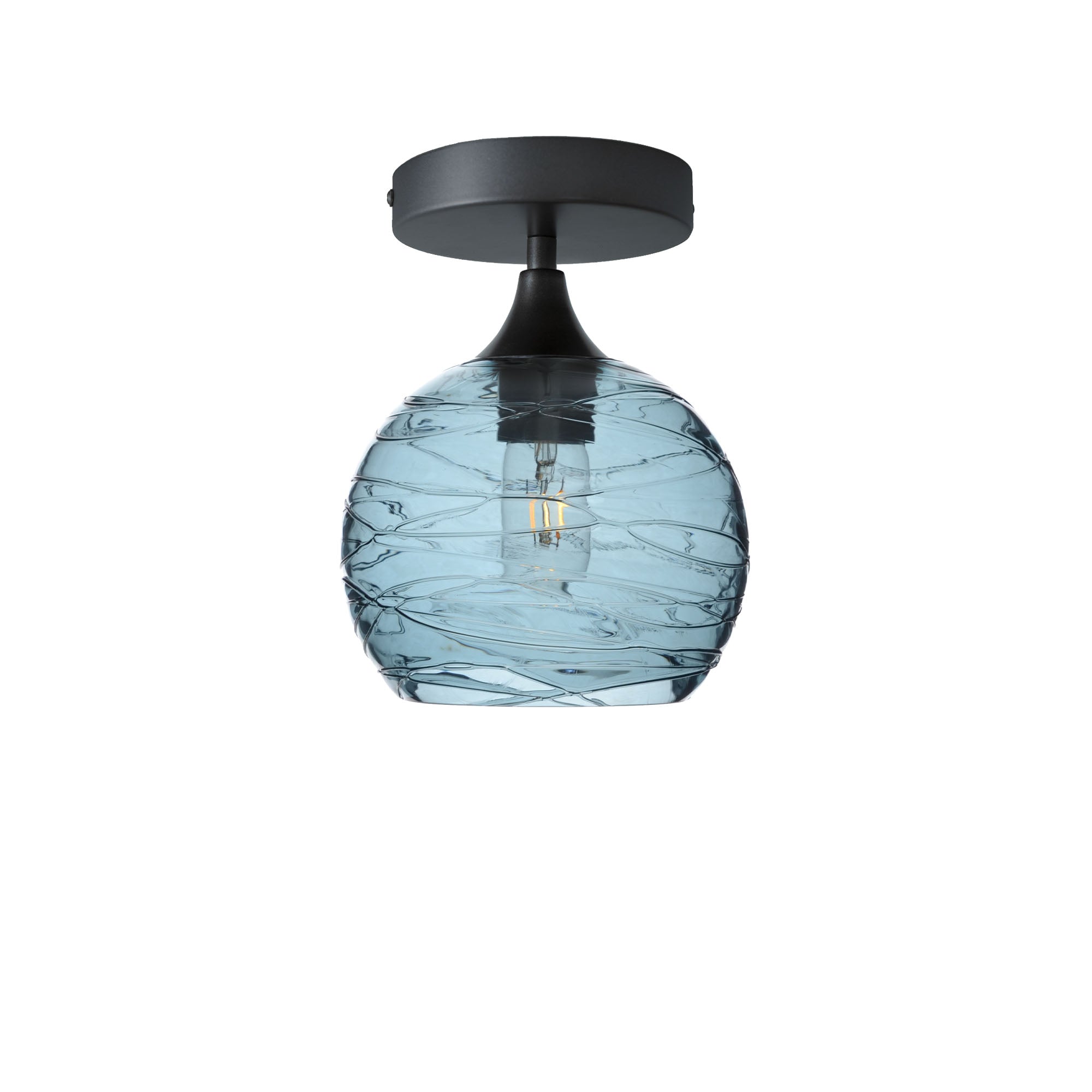 767 Semi-Flush-Bicycle Glass Co - Hotshop-Spun-Slate Gray-Antique Bronze-Bicycle Glass Co