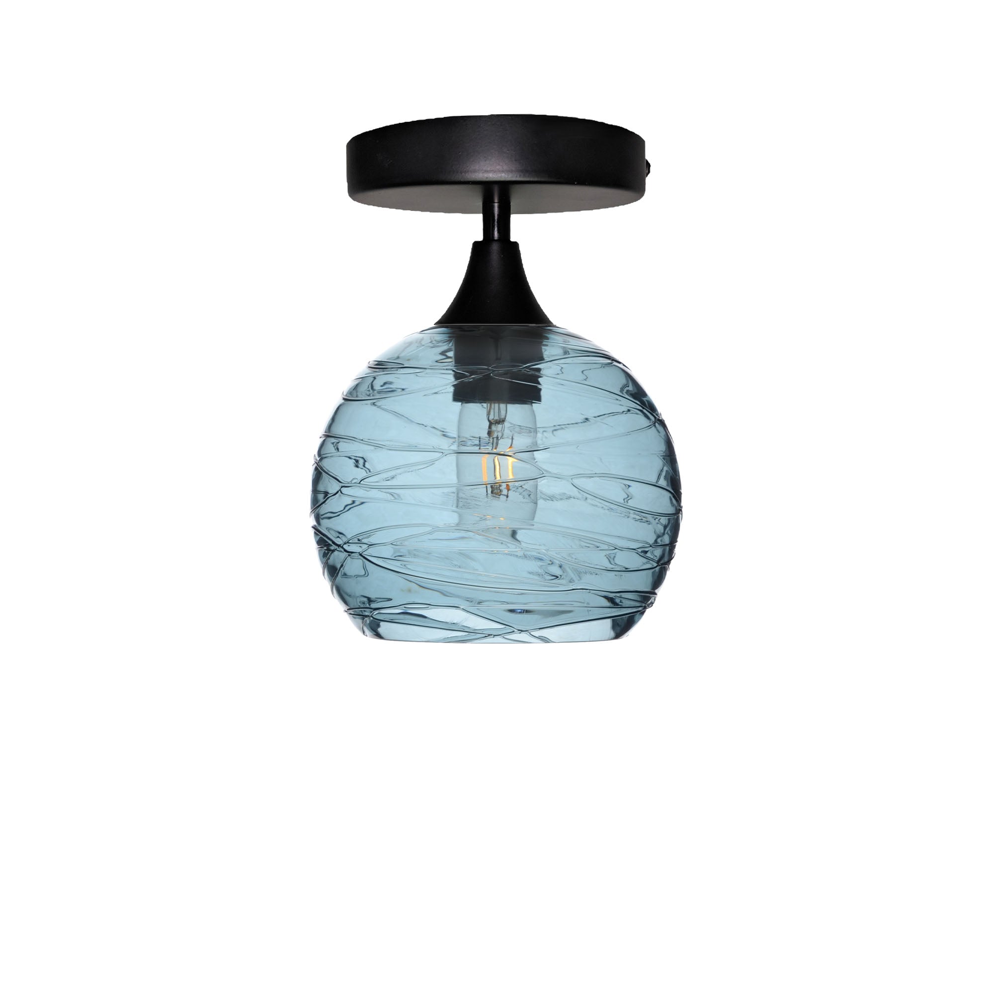 767 Semi-Flush-Bicycle Glass Co - Hotshop-Spun-Slate Gray-Matte Black-Bicycle Glass Co