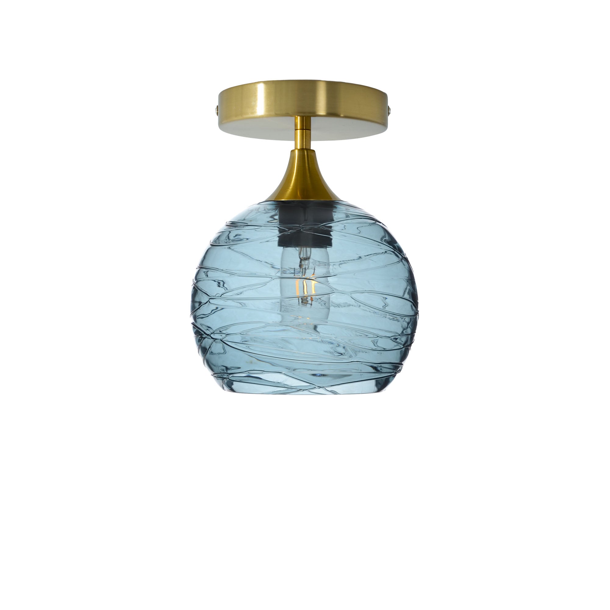 767 Semi-Flush-Bicycle Glass Co - Hotshop-Spun-Slate Gray-Polished Brass-Bicycle Glass Co