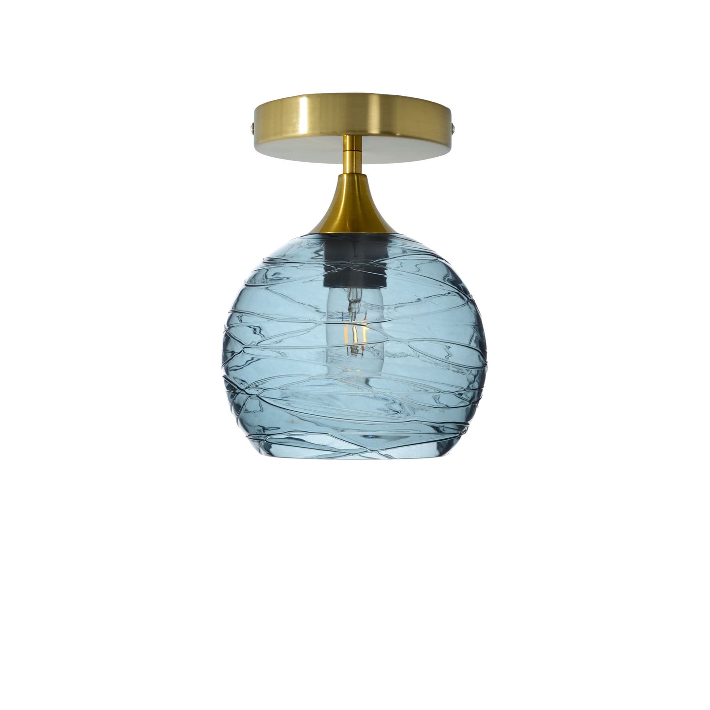 767 Semi-Flush-Bicycle Glass Co - Hotshop-Spun-Slate Gray-Polished Brass-Bicycle Glass Co