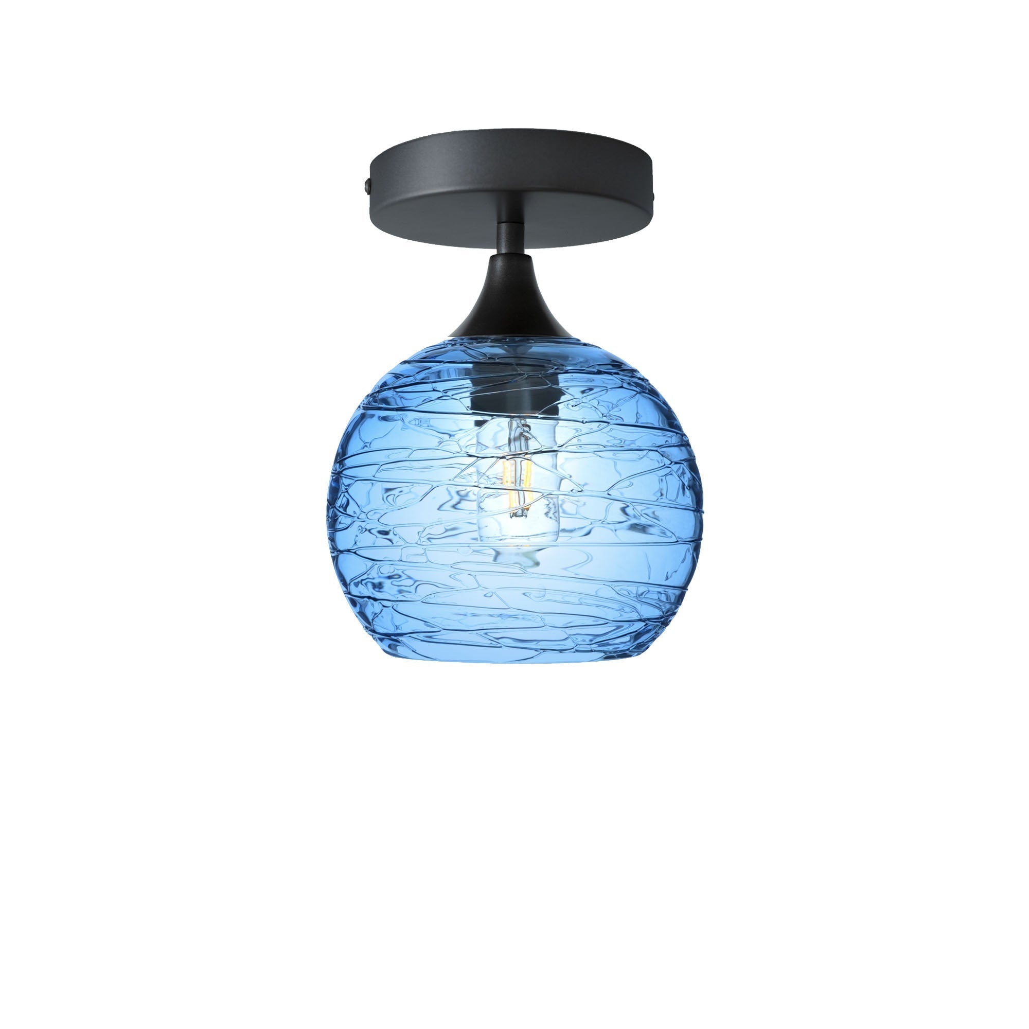 767 Semi-Flush-Bicycle Glass Co - Hotshop-Spun-Steel Blue-Antique Bronze-Bicycle Glass Co