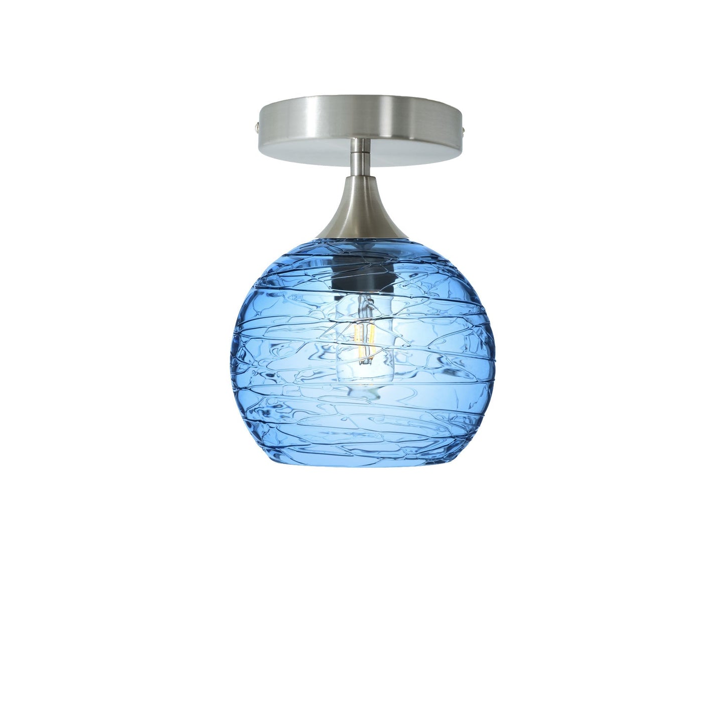 767 Semi-Flush-Bicycle Glass Co - Hotshop-Spun-Steel Blue-Brushed Nickel-Bicycle Glass Co