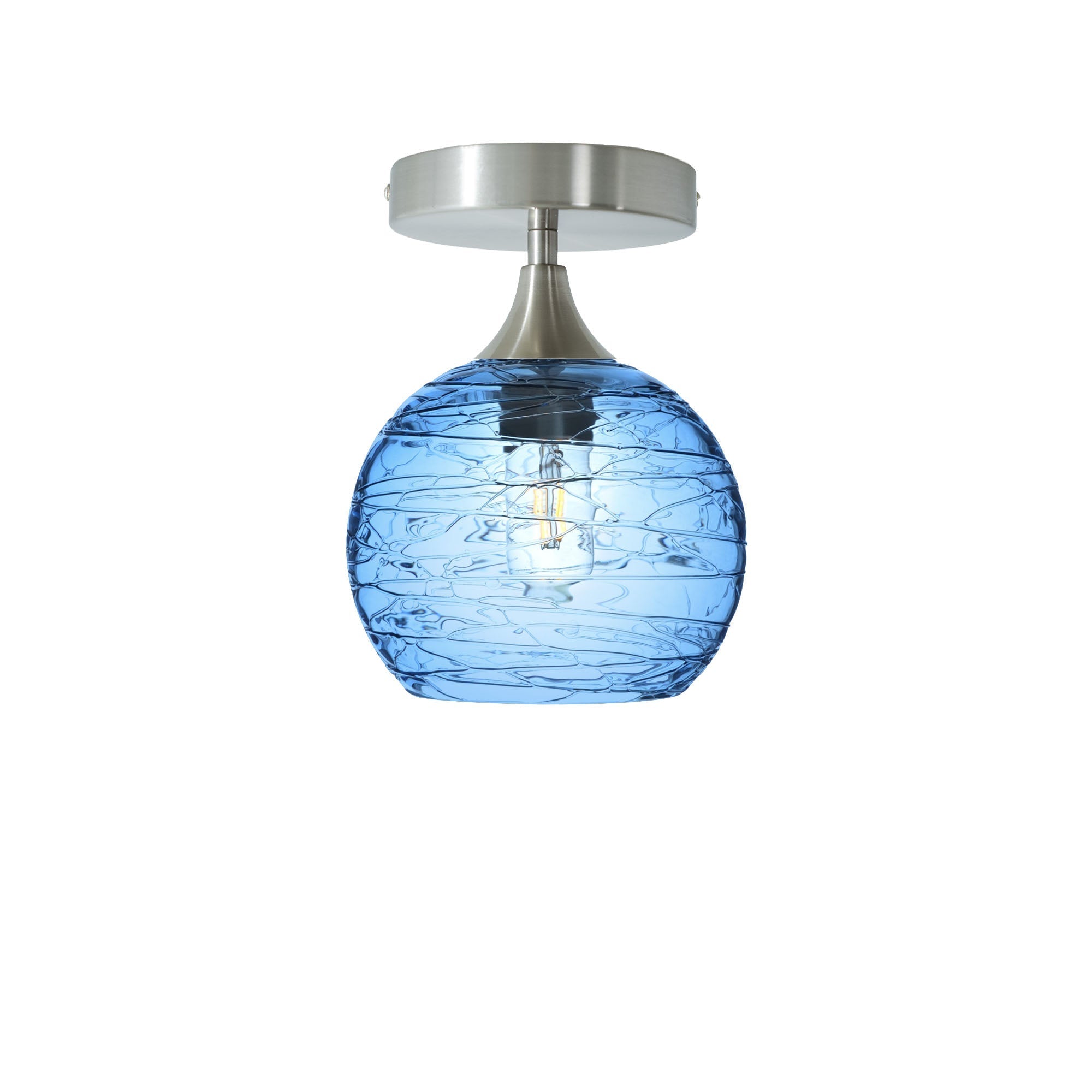 767 Semi-Flush-Bicycle Glass Co - Hotshop-Spun-Steel Blue-Brushed Nickel-Bicycle Glass Co