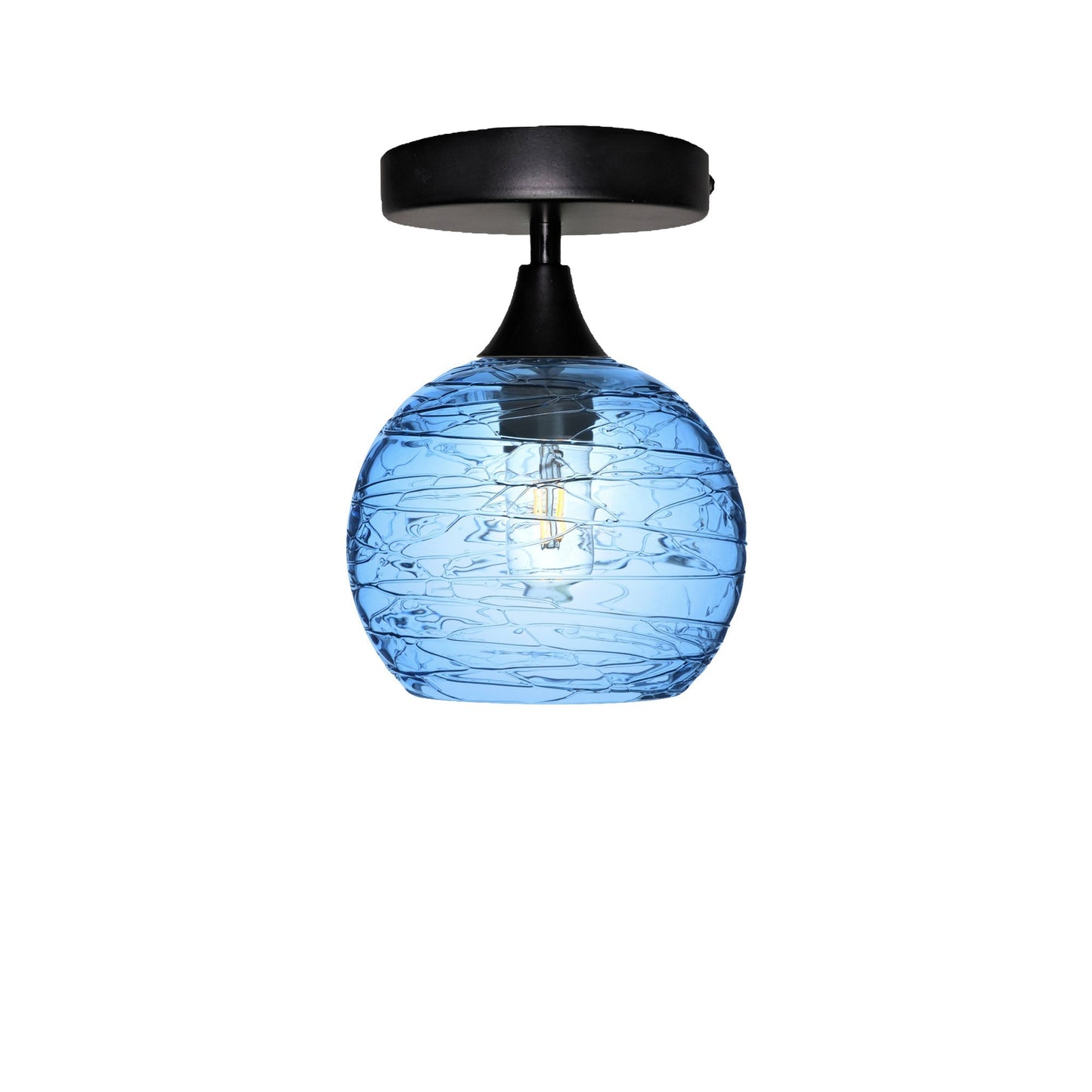 767 Semi-Flush-Bicycle Glass Co - Hotshop-Spun-Steel Blue-Matte Black-Bicycle Glass Co