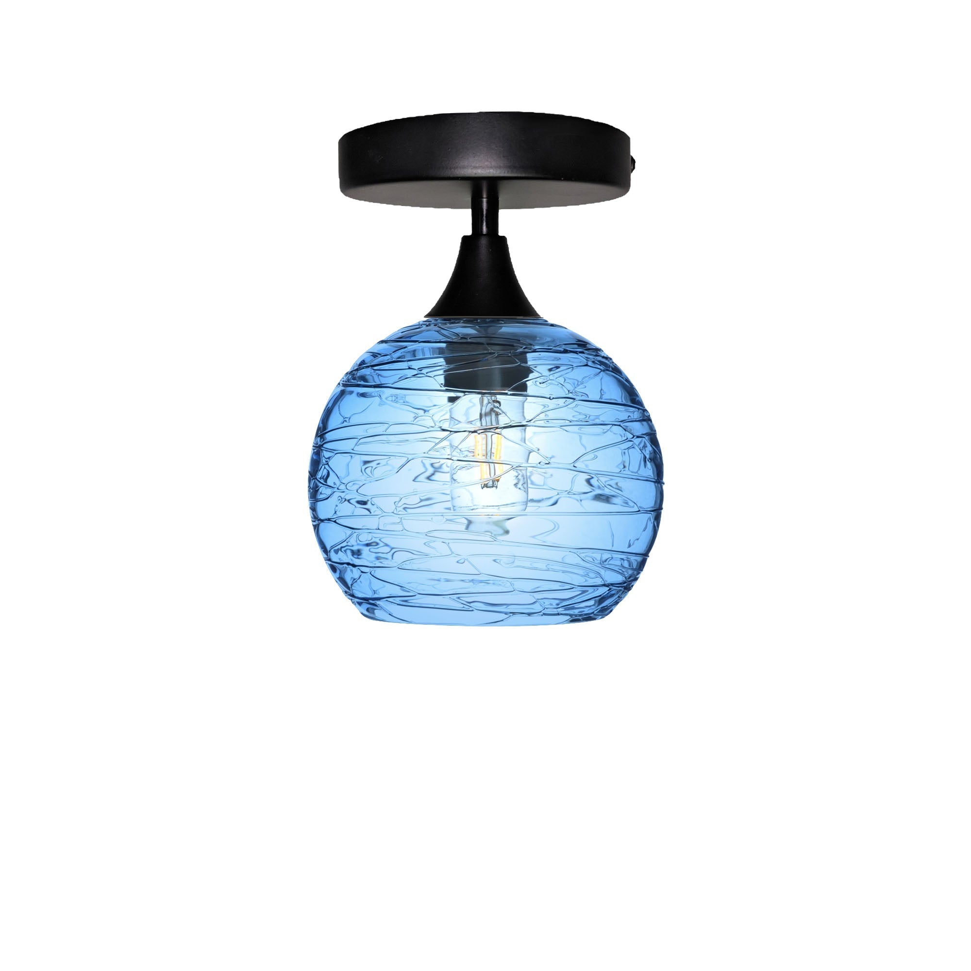 767 Semi-Flush-Bicycle Glass Co - Hotshop-Spun-Steel Blue-Matte Black-Bicycle Glass Co