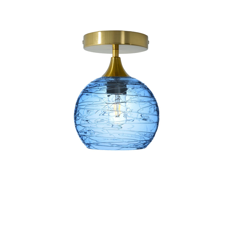 767 Semi-Flush Light – Spun / Steel Blue / Polished Brass