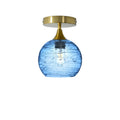 767 Semi-Flush-Bicycle Glass Co - Hotshop-Spun-Steel Blue-Polished Brass-Bicycle Glass Co