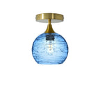 767 Semi-Flush-Bicycle Glass Co - Hotshop-Spun-Steel Blue-Polished Brass-Bicycle Glass Co