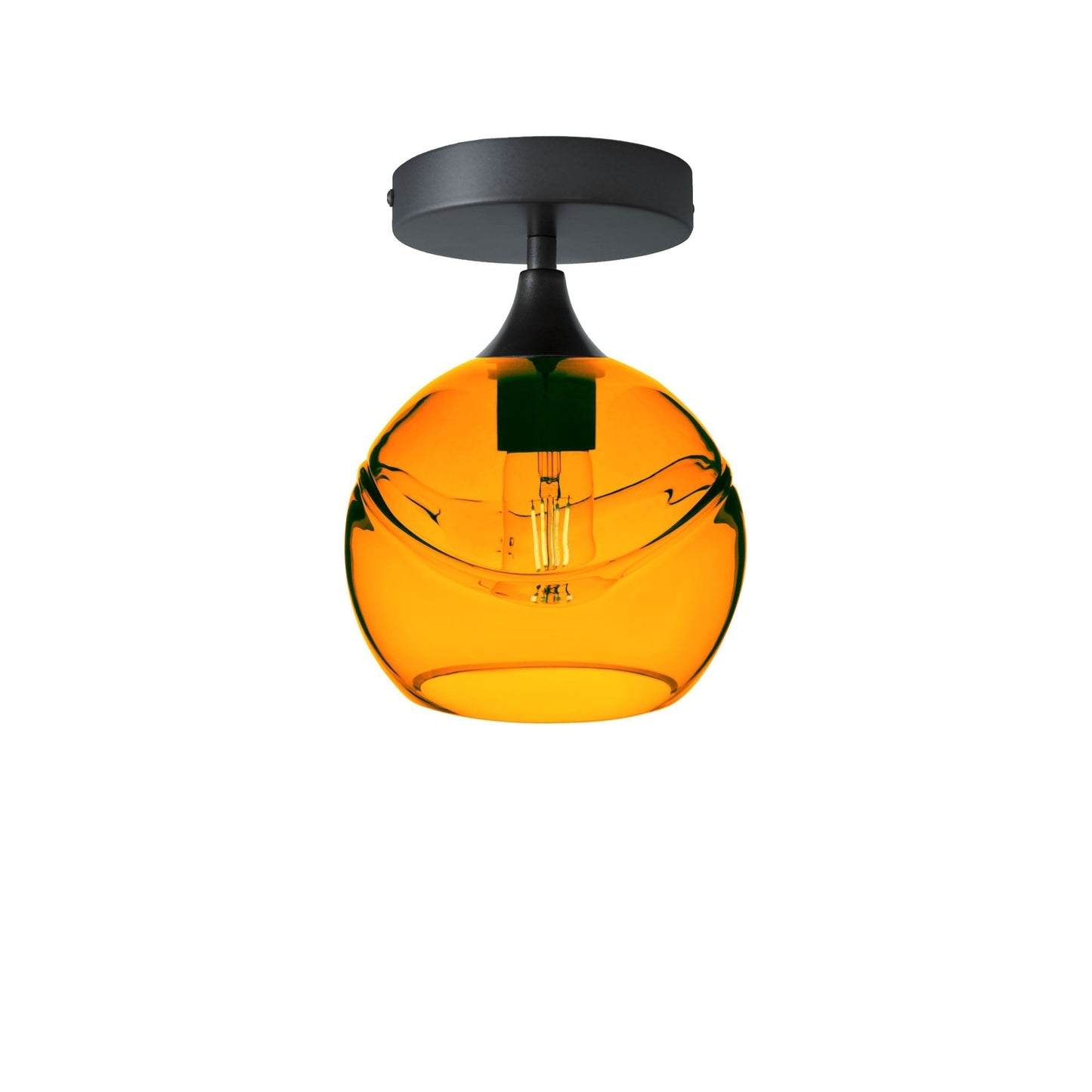 767 Semi-Flush-Bicycle Glass Co - Hotshop-Swell-Golden Amber-Antique Bronze-Bicycle Glass Co