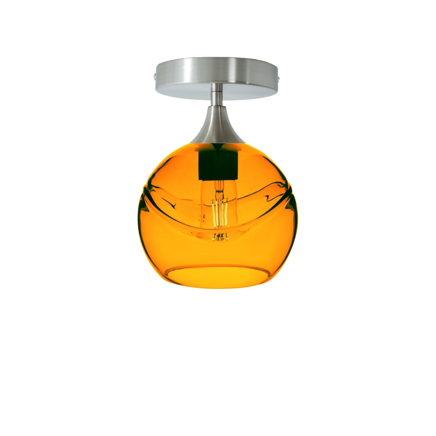 767 Semi-Flush-Bicycle Glass Co - Hotshop-Swell-Golden Amber-Brushed Nickel-Bicycle Glass Co