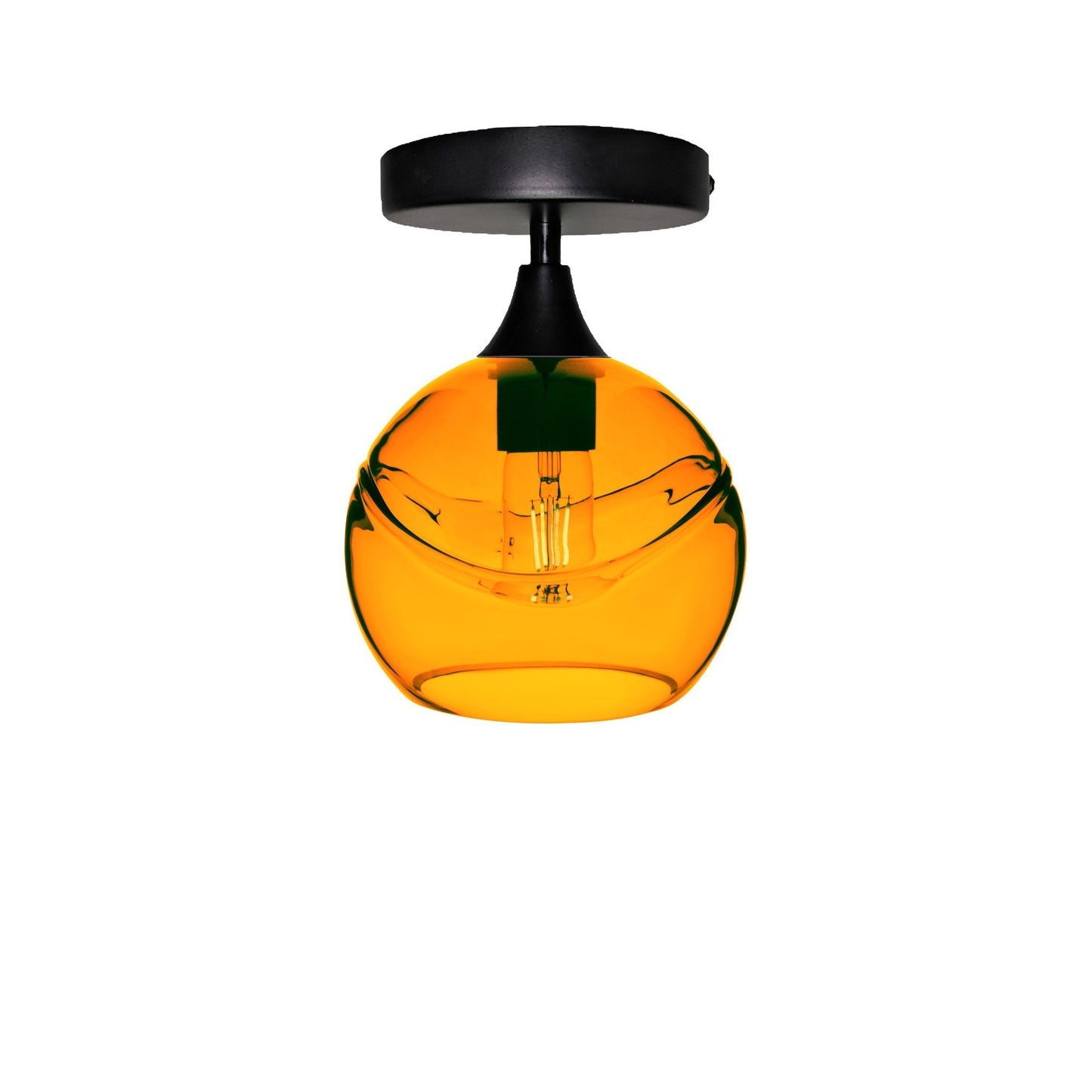 767 Semi-Flush-Bicycle Glass Co - Hotshop-Swell-Golden Amber-Matte Black-Bicycle Glass Co