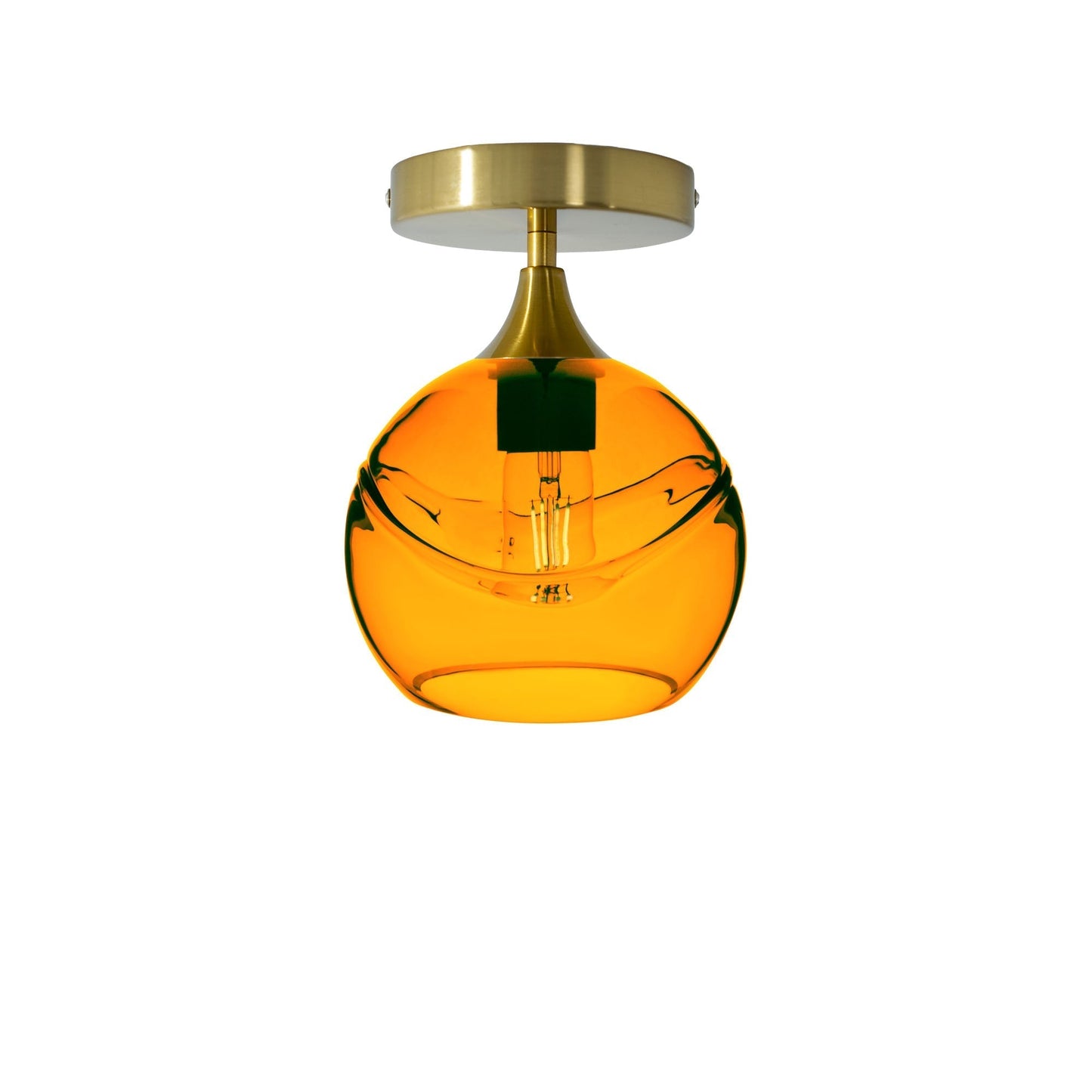 767 Semi-Flush-Bicycle Glass Co - Hotshop-Swell-Golden Amber-Polished Brass-Bicycle Glass Co