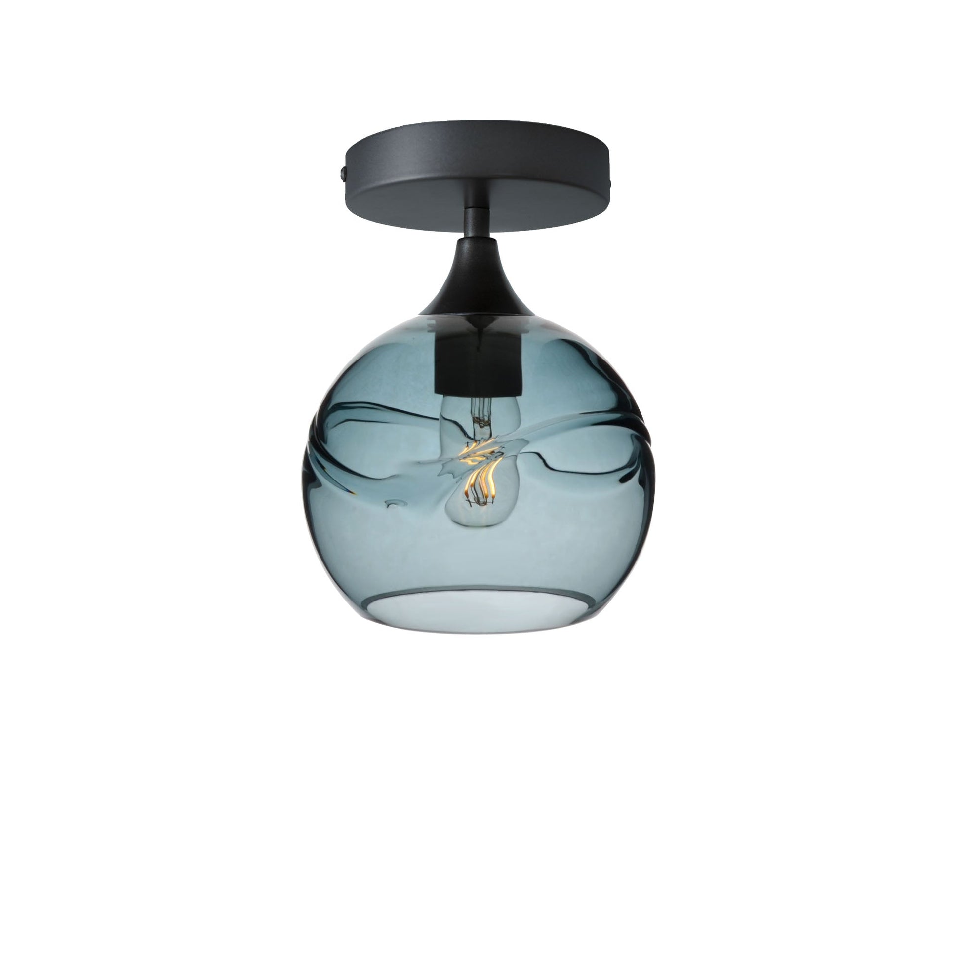 767 Semi-Flush-Bicycle Glass Co - Hotshop-Swell-Slate Gray-Antique Bronze-Bicycle Glass Co