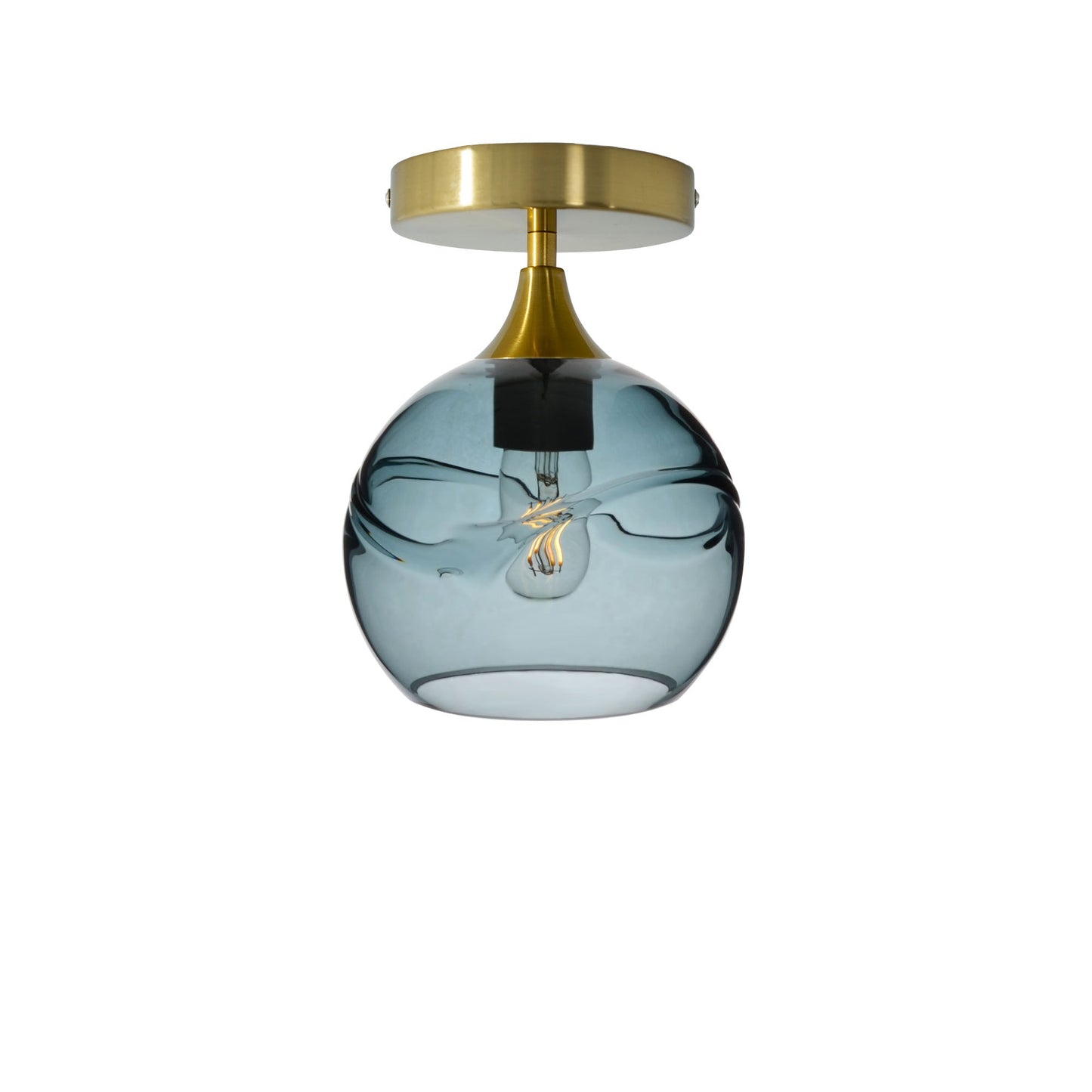 767 Semi-Flush-Bicycle Glass Co - Hotshop-Swell-Slate Gray-Polished Brass-Bicycle Glass Co