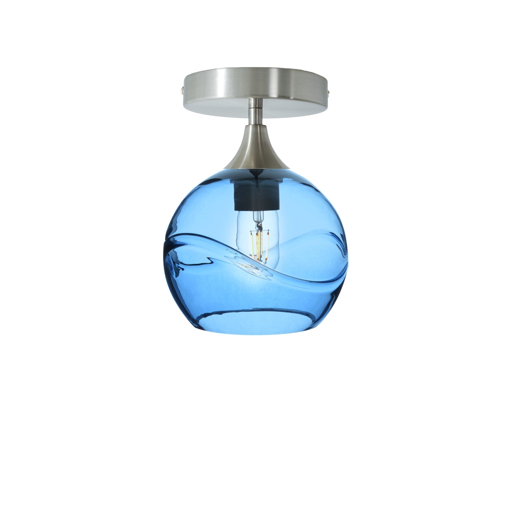 767 Semi-Flush-Bicycle Glass Co - Hotshop-Swell-Steel Blue-Brushed Nickel-Bicycle Glass Co