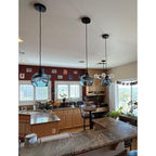 767 Single Pendant Light-Pendant Light-Bicycle Glass Co-Matte Black - 8ft Cord-Lunar-Steel Blue-Bicycle Glass Co