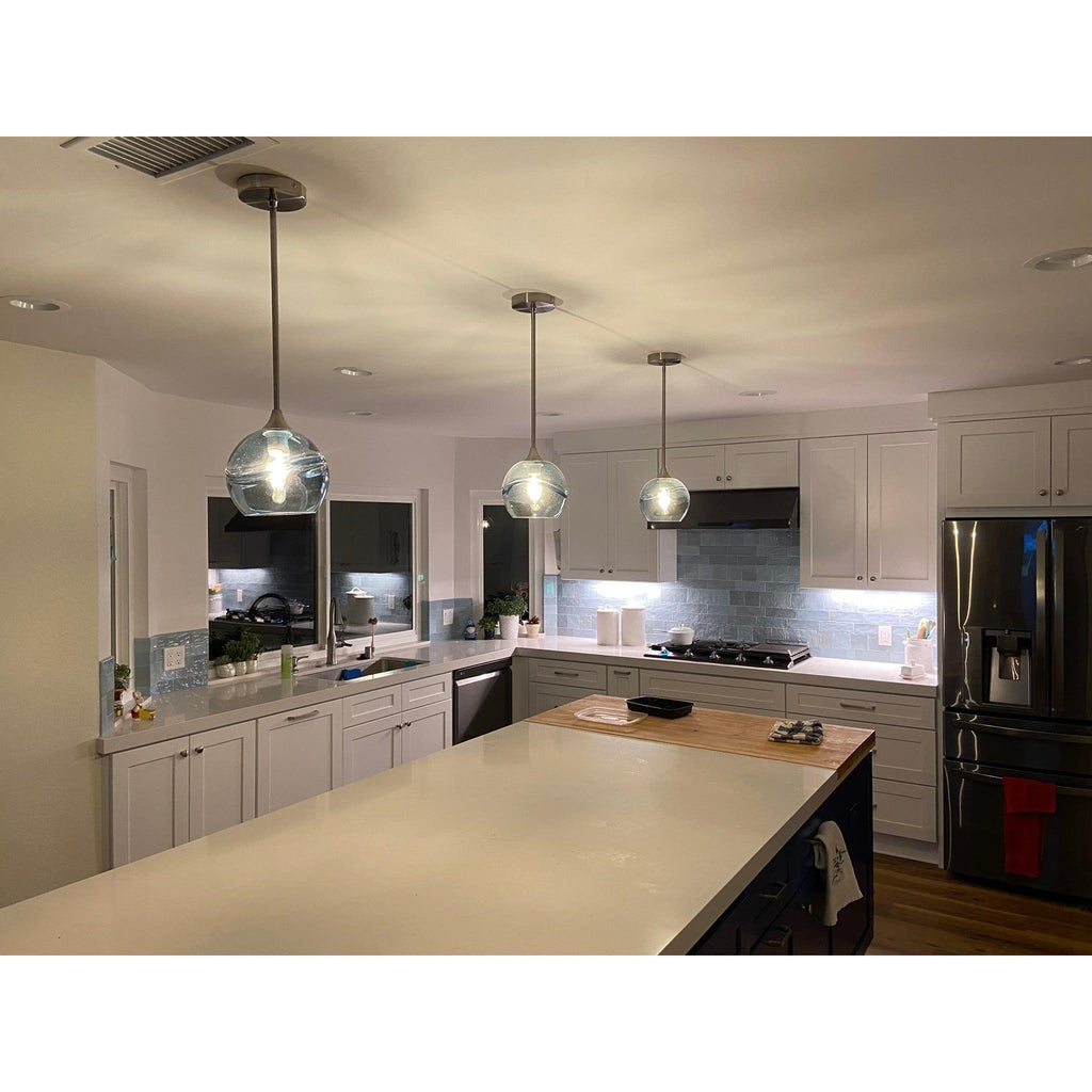 767 Single Pendant Light-Pendant Light-Bicycle Glass Co-Matte Black - 8ft Cord-Lunar-Steel Blue-Bicycle Glass Co
