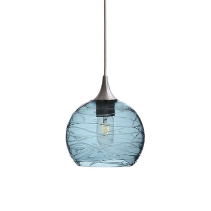 767 Single Pendant Light-Bicycle Glass Co-Brushed Nickel 15ft Cord + Track Mount-Spun-Slate Gray-Bicycle Glass Co