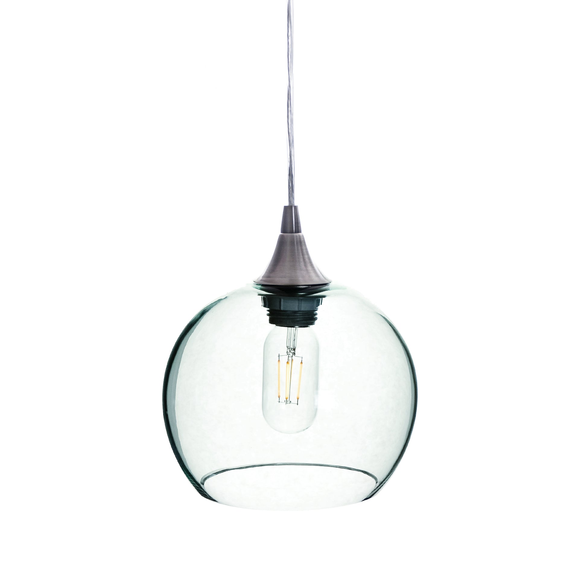 767 Single Pendant Light-Bicycle Glass Co-Brushed Nickel - 4ft Cord-Lucent-Eco Clear-Bicycle Glass Co