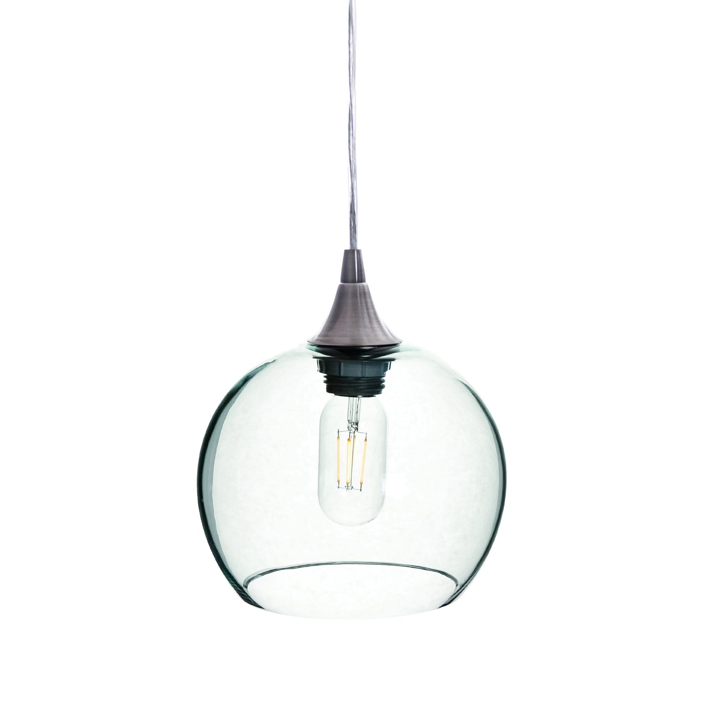 767 Single Pendant Light-Bicycle Glass Co-Brushed Nickel - 4ft Cord-Lucent-Eco Clear-Bicycle Glass Co