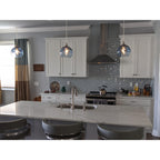 767 Single Pendant Light-Pendant Light-Bicycle Glass Co-Matte Black - 8ft Cord-Lunar-Steel Blue-Bicycle Glass Co