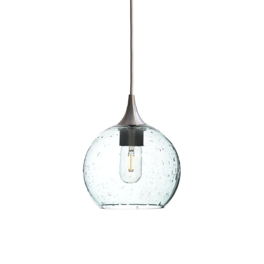 767 Single Pendant Light-Bicycle Glass Co-Brushed Nickel 15ft Cord + Track Mount-Lunar-Eco Clear-Bicycle Glass Co