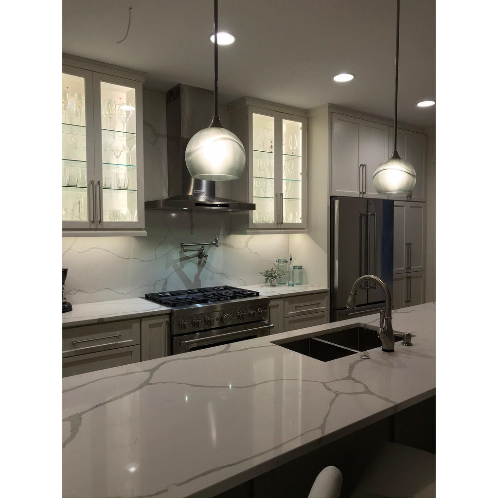 767 Single Pendant Light-Pendant Light-Bicycle Glass Co-Matte Black - 8ft Cord-Lunar-Steel Blue-Bicycle Glass Co