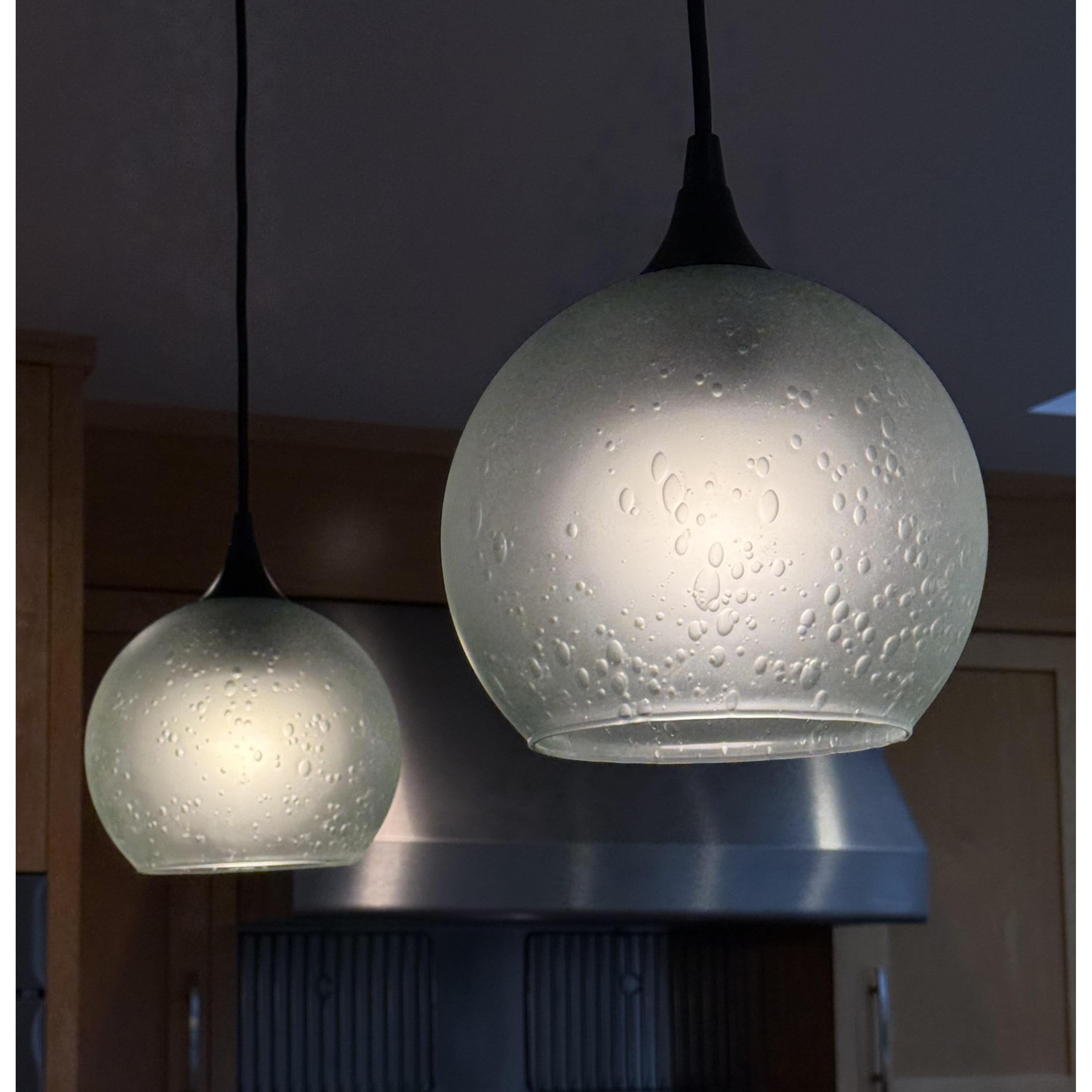 767 Single Pendant Light-Pendant Light-Bicycle Glass Co-Matte Black - 8ft Cord-Lunar-Steel Blue-Bicycle Glass Co