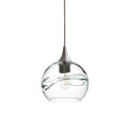 767 Single Pendant Light-Bicycle Glass Co-Brushed Nickel 15ft Cord + Track Mount-Swell-Eco Clear-Bicycle Glass Co