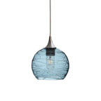 767 Single Pendant Light-Bicycle Glass Co-Brushed Nickel 15ft Cord + Track Mount-Spun-Slate Gray-Bicycle Glass Co
