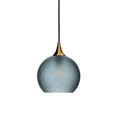 767 Single Pendant Light-Bicycle Glass Co-Polished Brass 15ft Cord + Track Mount-Celestial-Slate Gray-Bicycle Glass Co