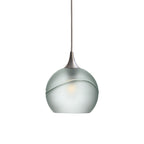 767 Single Pendant Light-Bicycle Glass Co-Brushed Nickel 15ft Cord + Track Mount-Glacial-Eco Clear-Bicycle Glass Co