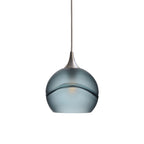 767 Single Pendant Light-Bicycle Glass Co-Brushed Nickel 15ft Cord + Track Mount-Glacial-Slate Gray-Bicycle Glass Co