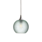 767 Single Pendant Light-Bicycle Glass Co-Brushed Nickel 15ft Cord + Track Mount-Celestial-Eco Clear-Bicycle Glass Co