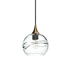 767 Single Pendant Light-Bicycle Glass Co-Polished Brass 15ft Cord + Track Mount-Swell-Eco Clear-Bicycle Glass Co