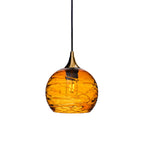767 Single Pendant Light-Bicycle Glass Co-Polished Brass 15ft Cord + Track Mount-Spun-Golden Amber-Bicycle Glass Co