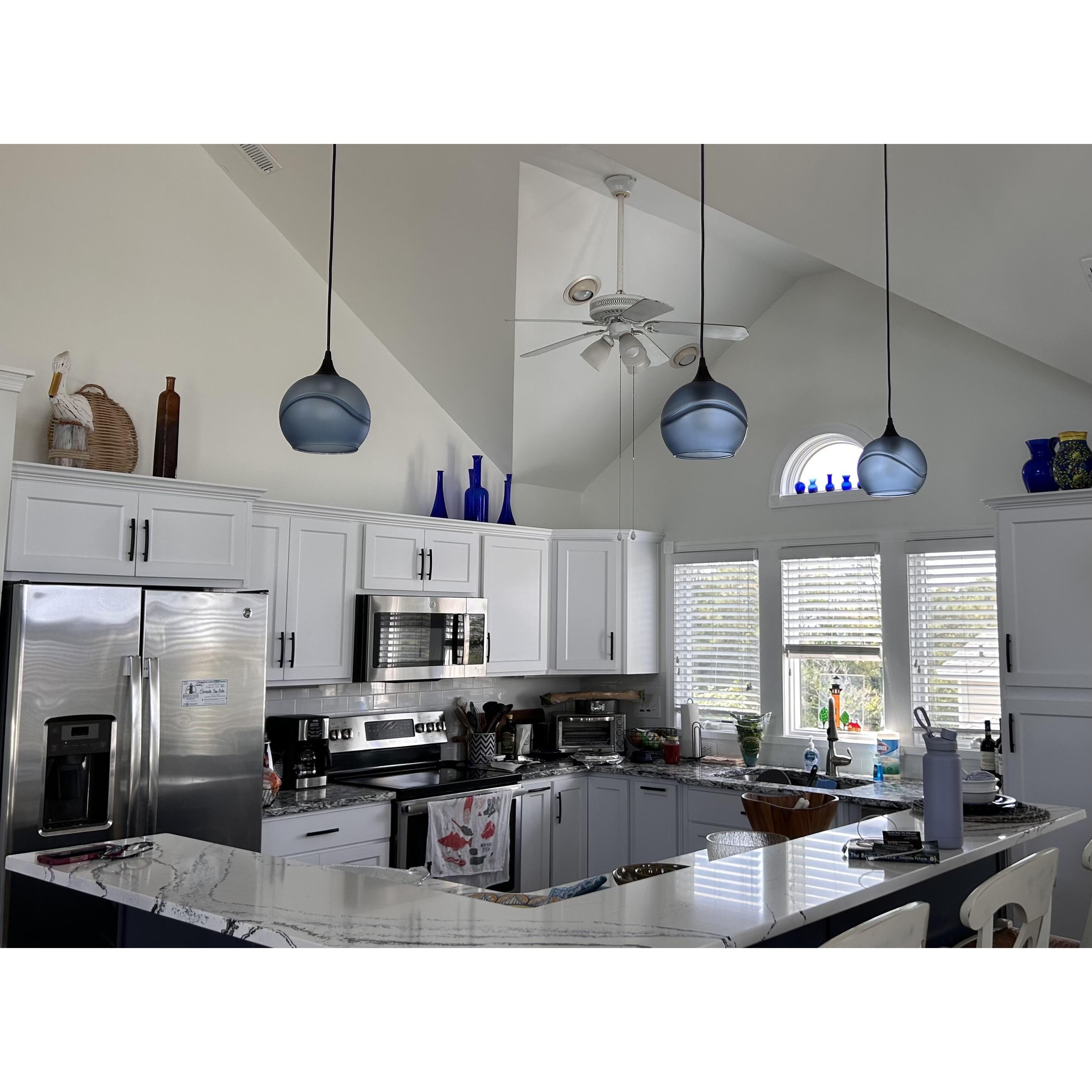 767 Single Pendant Light-Pendant Light-Bicycle Glass Co-Matte Black - 8ft Cord-Lunar-Steel Blue-Bicycle Glass Co