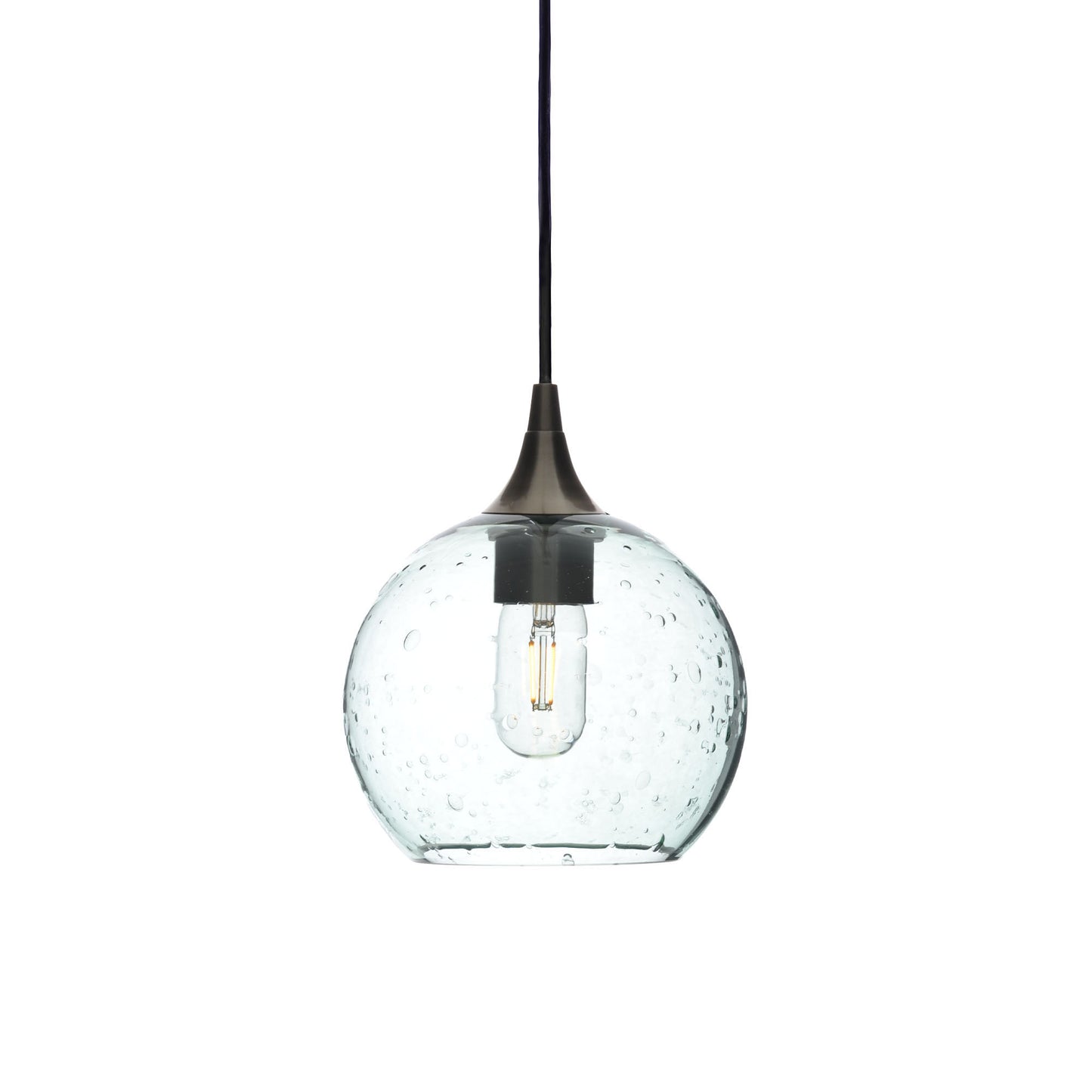 767 Single Pendant Light-Bicycle Glass Co-Antique Bronze 15ft Cord + Track Mount-Lunar-Eco Clear-Bicycle Glass Co