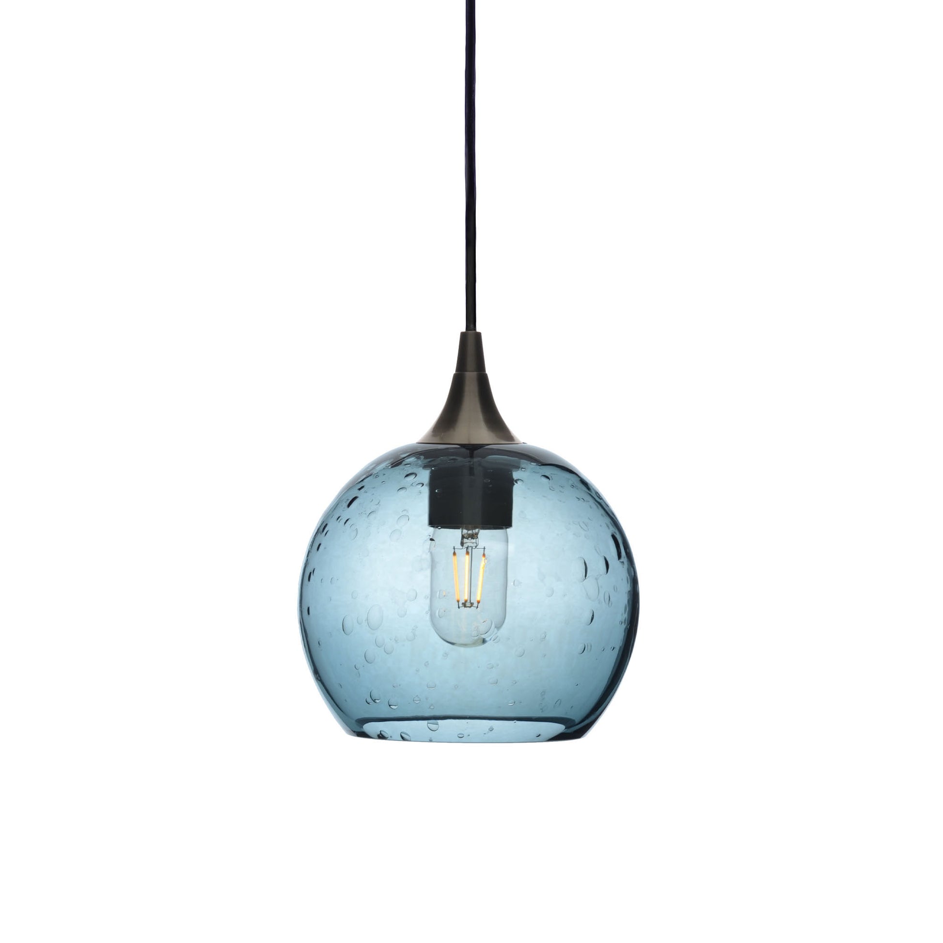 767 Single Pendant Light-Bicycle Glass Co-Antique Bronze 15ft Cord + Track Mount-Lunar-Slate Gray-Bicycle Glass Co
