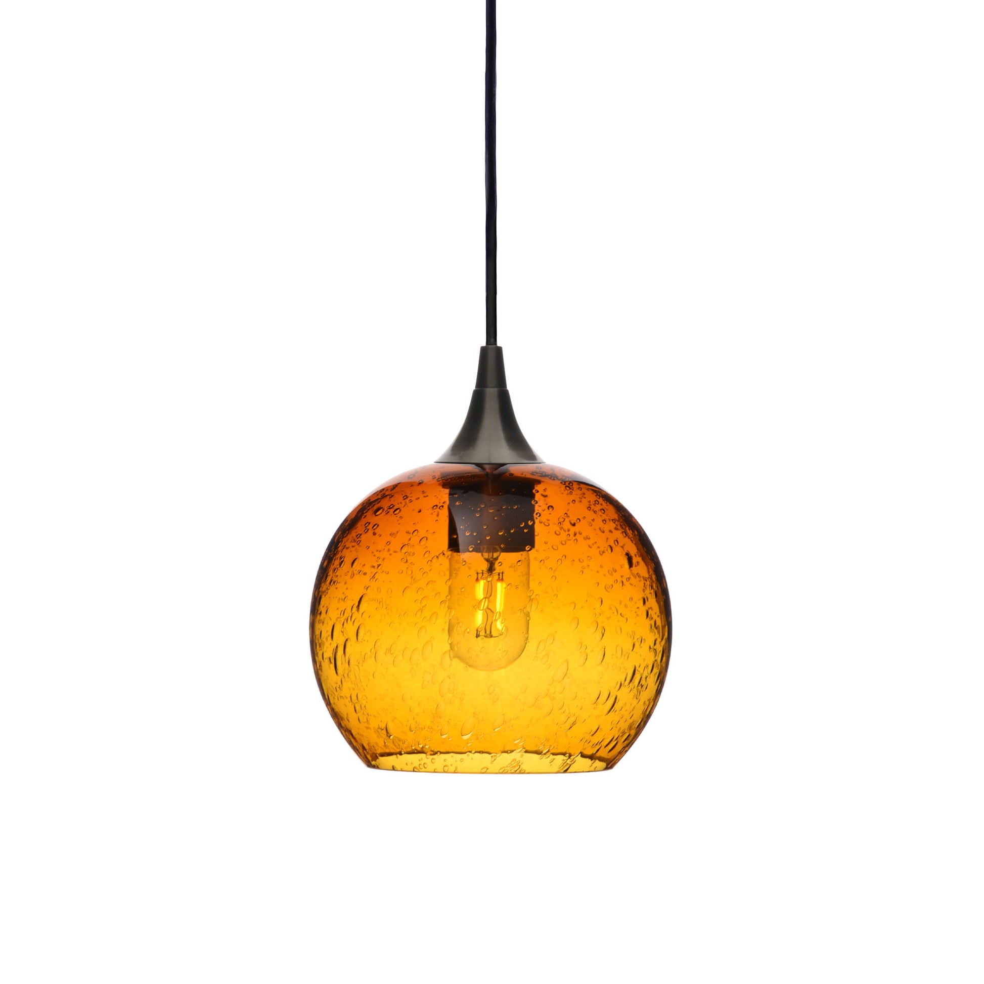 767 Single Pendant Light-Bicycle Glass Co-Antique Bronze 15ft Cord + Track Mount-Lunar-Golden Amber-Bicycle Glass Co