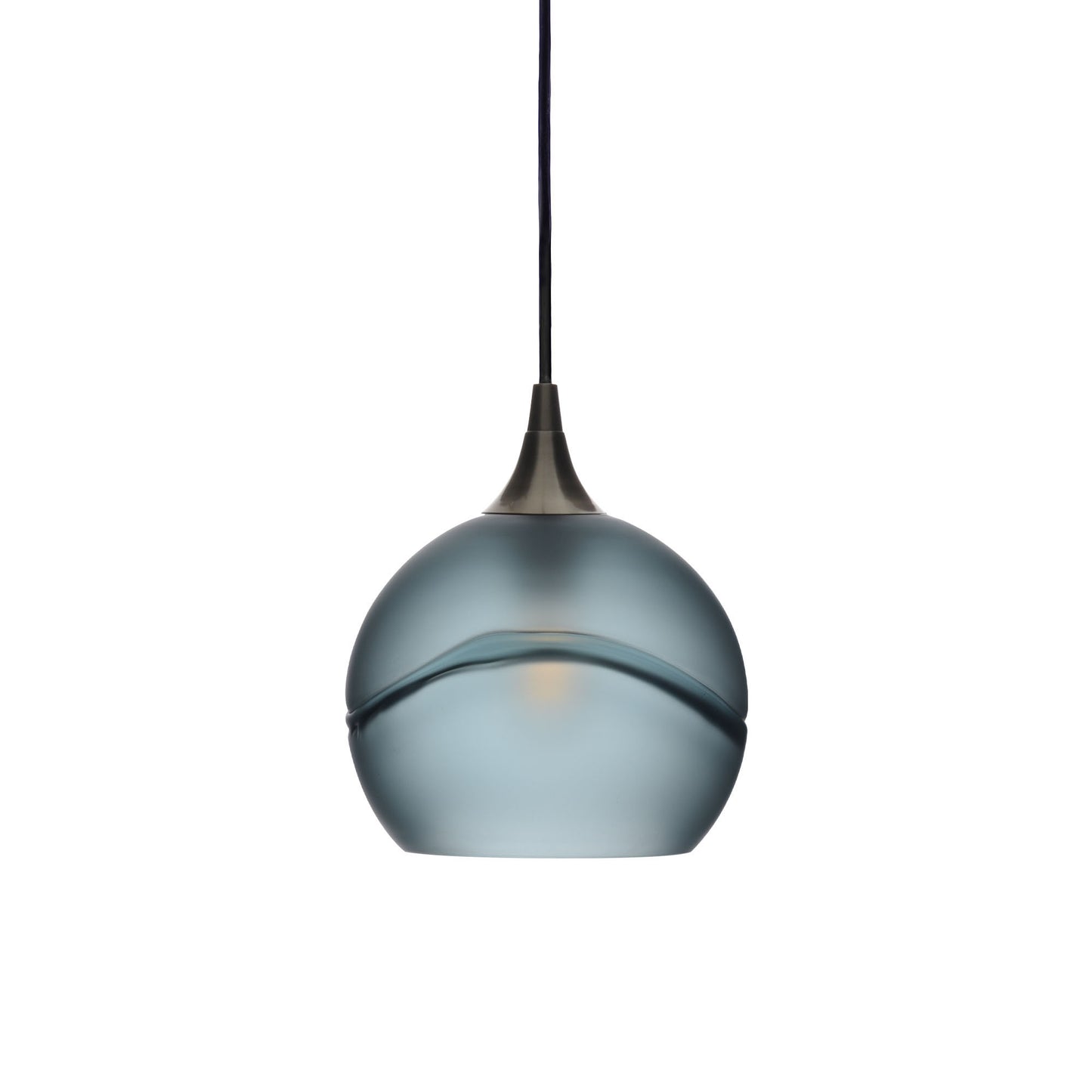 767 Single Pendant Light-Bicycle Glass Co-Antique Bronze 15ft Cord + Track Mount-Glacial-Slate Gray-Bicycle Glass Co