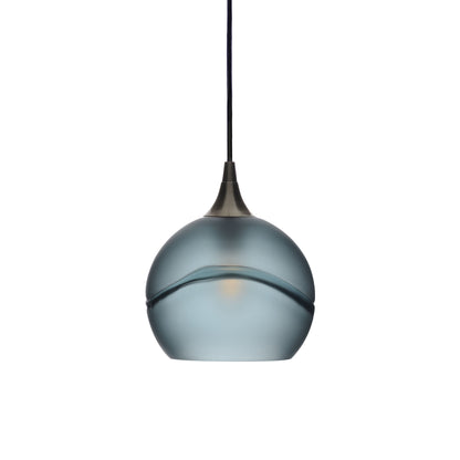 767 Single Pendant Light-Bicycle Glass Co-Antique Bronze 15ft Cord + Track Mount-Glacial-Slate Gray-Bicycle Glass Co