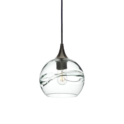 767 Single Pendant Light-Bicycle Glass Co-Antique Bronze 15ft Cord + Track Mount-Swell-Eco Clear-Bicycle Glass Co
