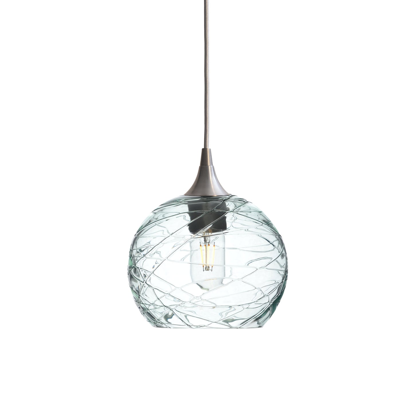 767 Single Pendant Light-Bicycle Glass Co-Antique Bronze 15ft Cord + Track Mount-Spun-Eco Clear-Bicycle Glass Co