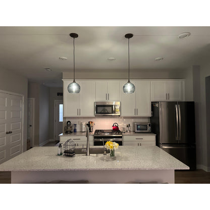 767 Single Pendant Light-Pendant Light-Bicycle Glass Co-Matte Black - 8ft Cord-Lunar-Steel Blue-Bicycle Glass Co