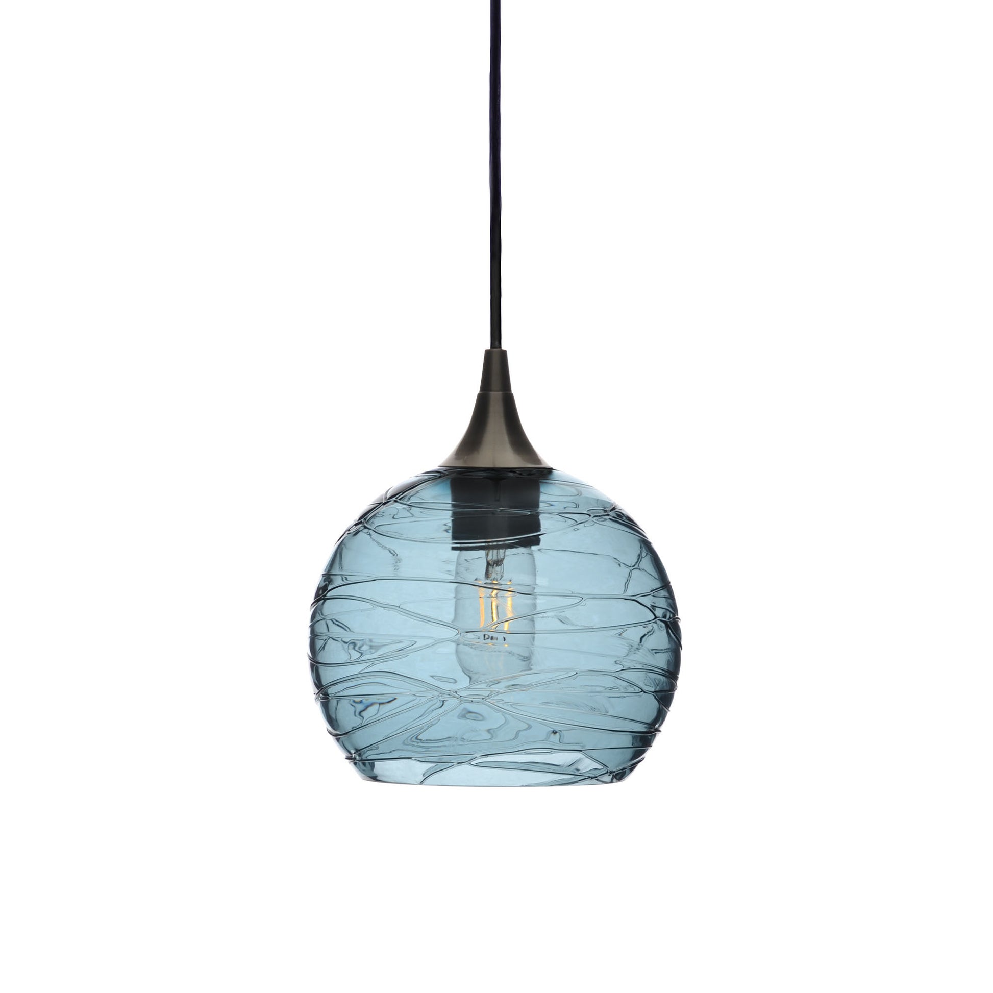 767 Single Pendant Light-Bicycle Glass Co-Antique Bronze 15ft Cord + Track Mount-Spun-Slate Gray-Bicycle Glass Co